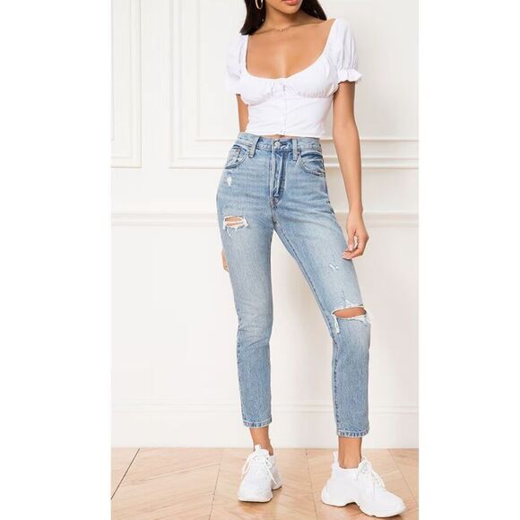 Levi's 501 Skinny‎ Jeans Womens Size 24 Can't Touch This Distressed Button Fly - Picture 1 of 16
